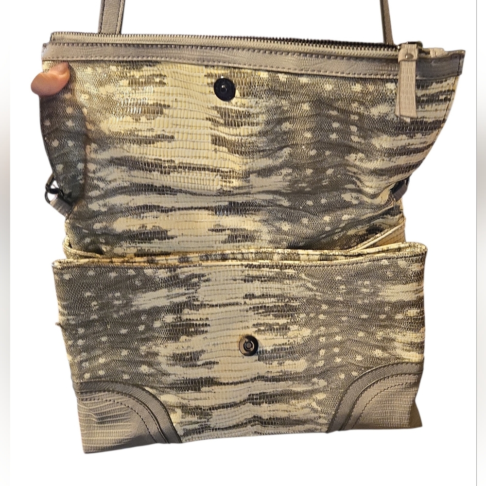 Simply Vera Vera Wang Faux Snakeskin Convertible Crossbody Bag Neutral Grey - Picture 3 of 14